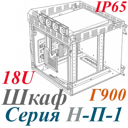 Шкаф климатический навесной 18U 600х900, укомплектованный, нержавеющая сталь IP 65, Н-П-1