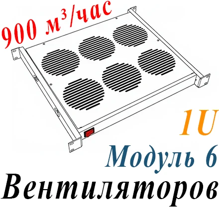 Модуль вентиляторный 19" 1U, 6 вентиляторов