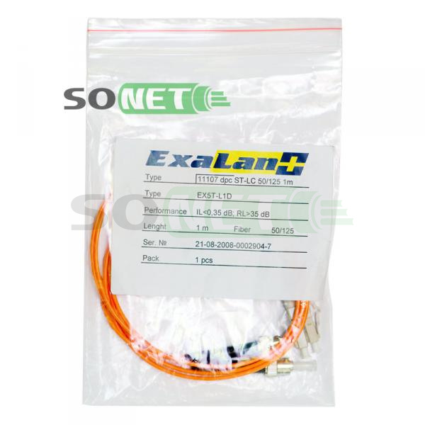 Шнур LC-ST, 62.5/125, Duplex, OM1, UPC, 1м