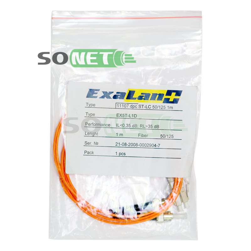 Шнур LC-ST, 62.5/125, Duplex, OM1, UPC, 3м