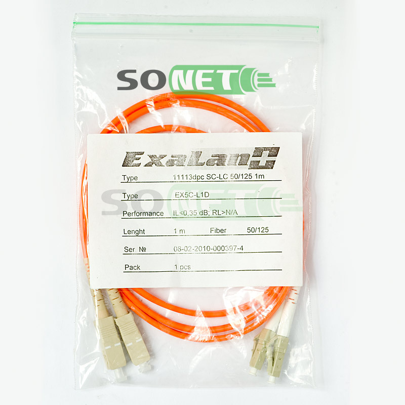 Шнур LC-SC, 62.5/125, Duplex, OM1, UPC, 3м