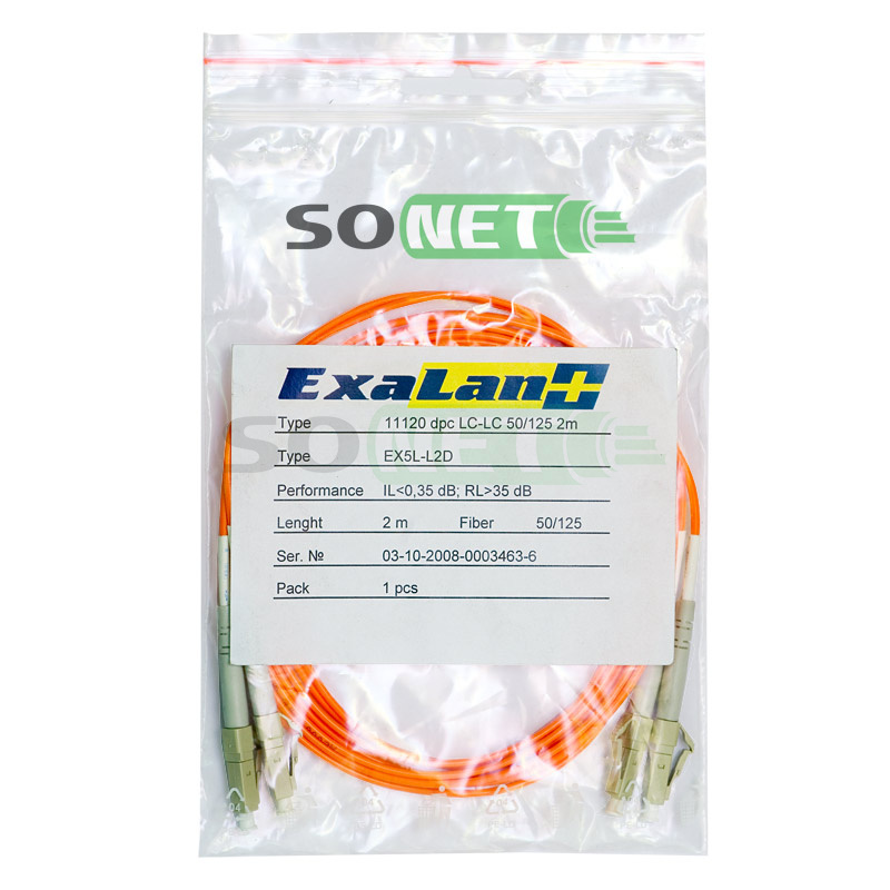 Шнур LC-LC, 50/125, Duplex, OM2, UPC, 1м