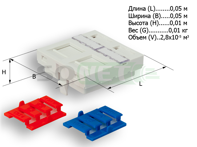 Лицевая панель на 2 Keystone со шторкой (45x45мм)