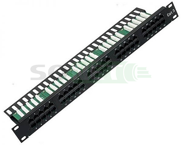 Патч панель телефонная 19" 1U, 50xRJ-45 (8P4C)
