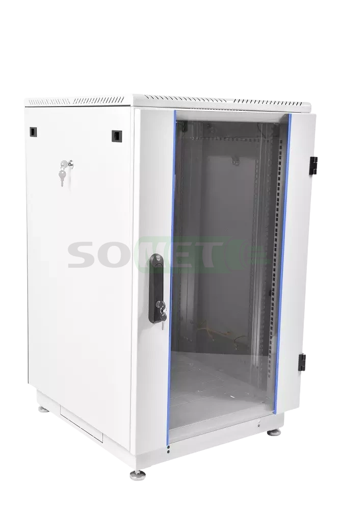 Шкаф телекоммуникационный 19" напольный 18U (600х600) дверь стекло