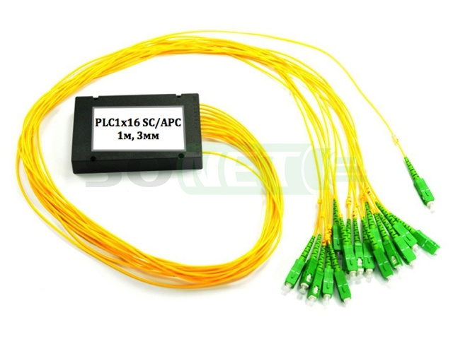 Разветвитель оптический  (сплиттер) планарный PLC 1х16, оконцованный SC/APC, 1м, 3,0мм