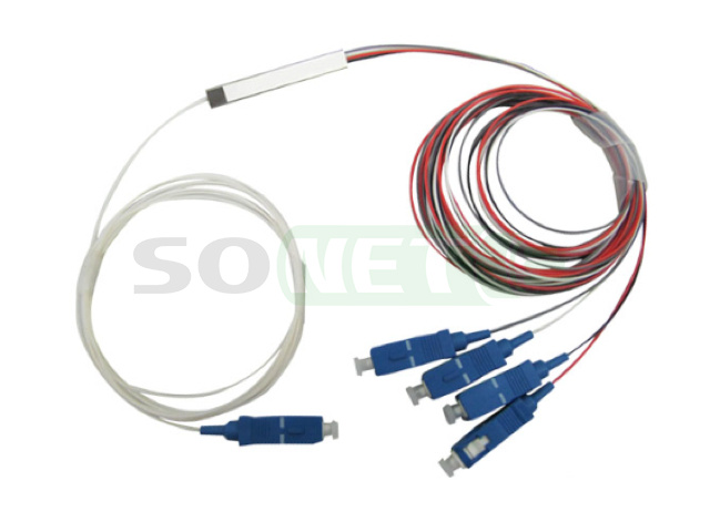 Разветвитель оптический  (сплиттер) планарный PLC 1х4, оконцованный SC/APC, 1м, 0,9мм
