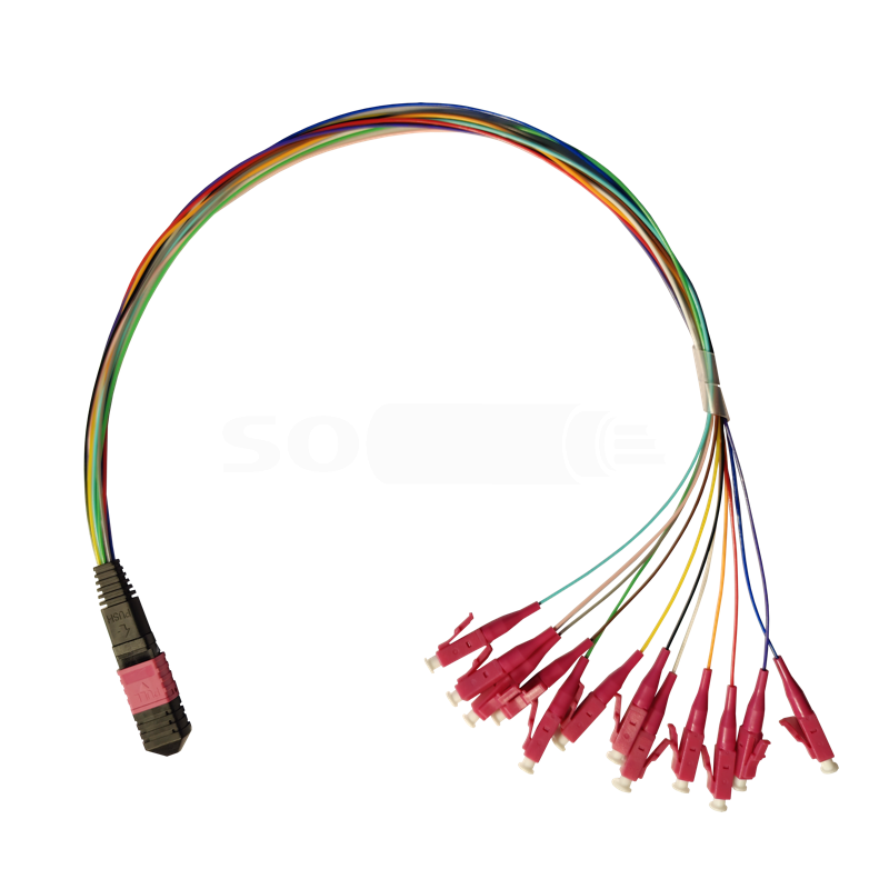 Оптическая кабельная сборка, MPO/UPC Male-12LC/UPC,MM50(OM4), 0.9мм, LSZH, 0.3м