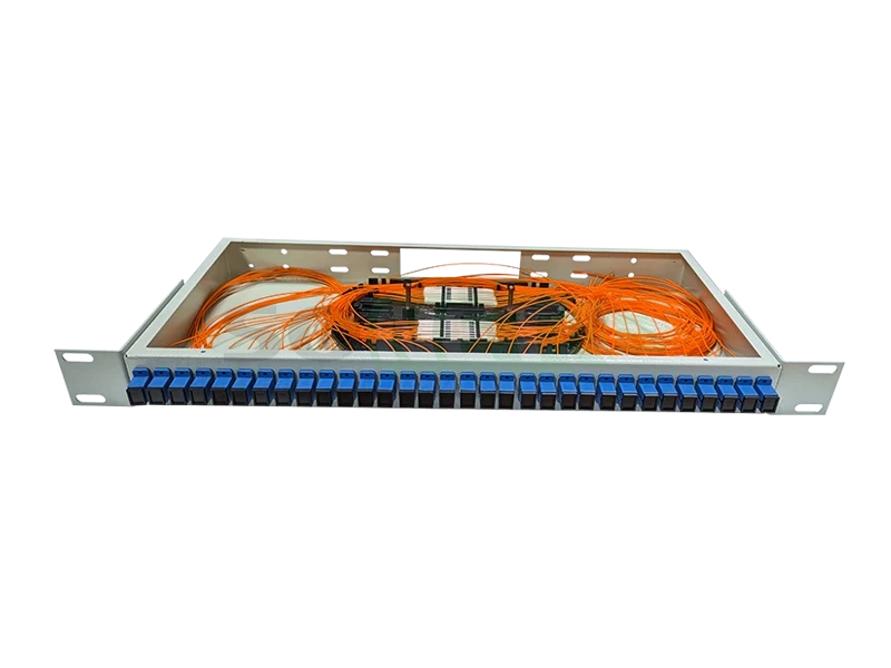 Оптический кросс 19" 1U - 32 портов SC, укомплектованный (розетки, сплайс, КДЗС, пигтейлы MM)