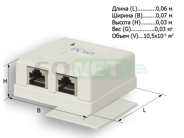 Розетка STP 2xRJ45, кат 5e, кросс Krone