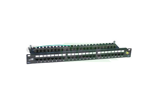 Патч панель 19" 1U 24xRJ-45/Krone кат 5e, большой глуб.