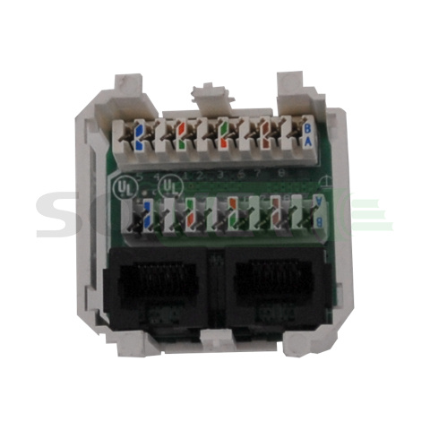 Модульная розетка Omega 45, 2хRJ45 UTP кат.5e, шторка, белая